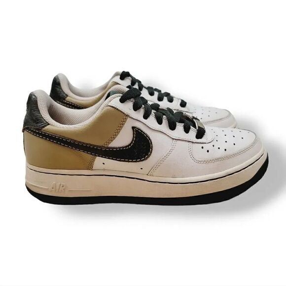 Vintage Y2K Nike Air Force 1 '07 White Dark Army Green Tweed 314192-132 Y5.5/ W7 - Picture 5 of 16